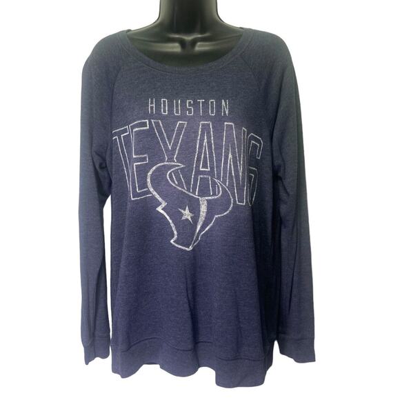 VTG Pink Victoria Secret NFL Houston Texans Women Size M Navy Long Sleeve Shirt - Picture 1 of 9